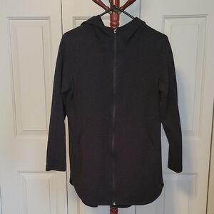 Danskin Now Long Black Hooded Zip-Up Jacket (M)